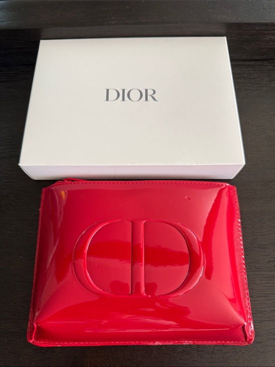 Dior Handbags - Dior trousse pouch Red shiny Patent CD Embossed cosmetic pouch